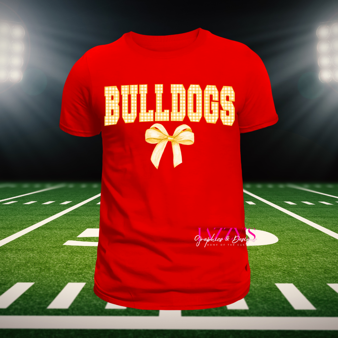 Yellow Plaid Team Letter Tee