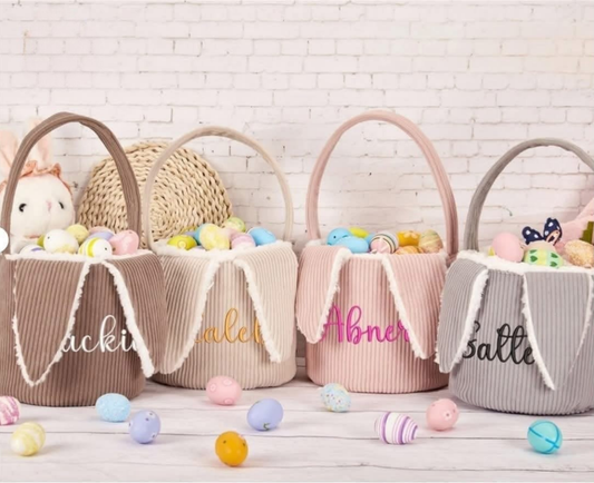 Embroidered Corduroy Easter Basket