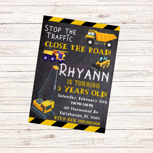 Construction Birthday Invite